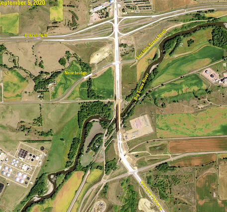 color image of Interstate 90 interchange from 2020