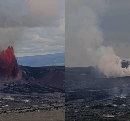Color photographs of eruption
