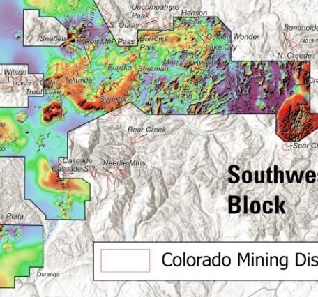 Colorado geophysical data map
