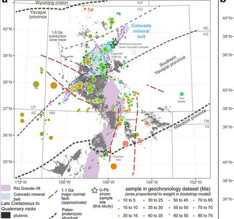 Magmatism map in Rocky Mountains