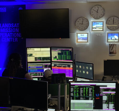 The Landsat Flight Operations Team Monitoring Landsat 8 Maneuver (2023)