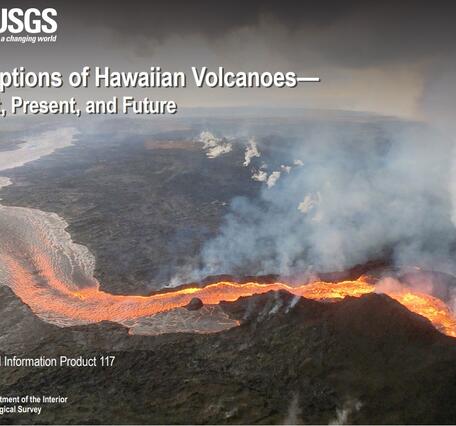 Color photograph of a book cover showing an eruption and text