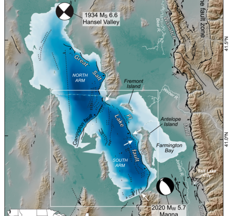 Great Salt Lake location map with faults labeled