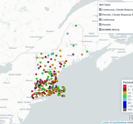 Map of Groundwater Levels in New England