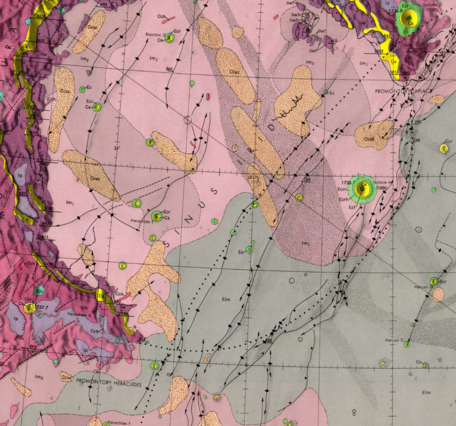 Inset of USGS IMAP 602: (LAC-24) Geologic map of the Sinus Iridum quadrangle of the moon
