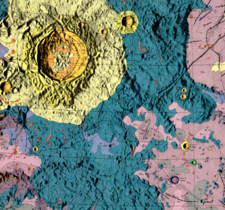 Inset of USGS IMAP 705: Geologic map of the Eudoxus Quadrangle of the Moon
