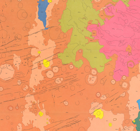 USGS IMAP 1271: Map showing lava flows in the southeast part of the Memnonia Quadrangle of Mars