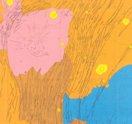 USGS IMAP 1278: Map showing lava flows in the southwest part of the Arcadia Quadrangle of Mars
