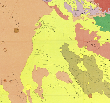 USGS IMAP 1280: Map showing lava flows in the southeast part of the Amazonis Quadrangle of Mars