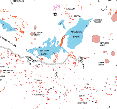 USGS IMAP 2461: Map of Mars showing channels and possible paleolake basins