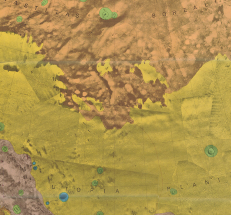 Inset of USGS IMAP 1038: Geologic map of the Casius Quadrangle of Mars