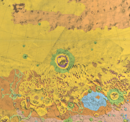 Inset of USGS IMAP 1065: Geologic map of the Ismenius Lacus Quadrangle of Mars