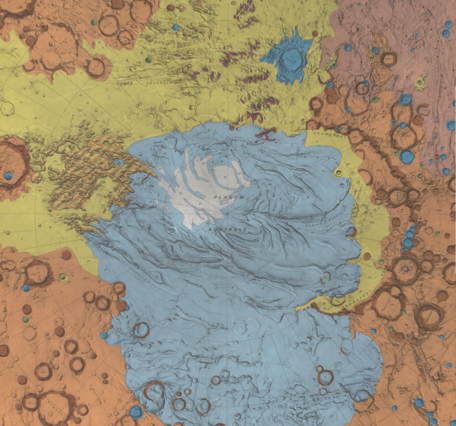Inset of USGS IMAP 1076: Geologic map of the Mare Australe area of Mars