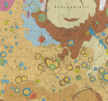 Inset of USGS IMAP 1196: Geologic map of the Sinus Sabaeus quadrangle of the Mars