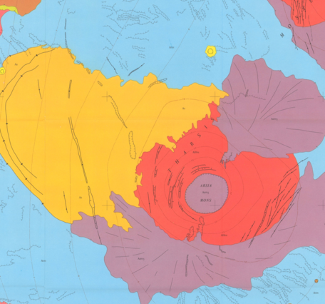 Inset of USGS IMAP 1272: Map showing lava flows in the northwest part of the Phoenicis Lacus Quadrangle of Mars