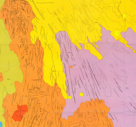 Inset of USGS IMAP 1274: Map showing lava flows in the southeast part of the Phoenicis Lacus Quadrangle of Mars