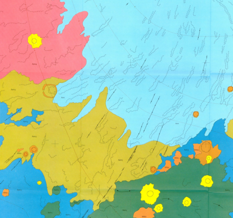 Inset of USGS IMAP 1275: Map showing lava flows in the southwest part of the Phoenicis Lacus Quadrangle of Mars