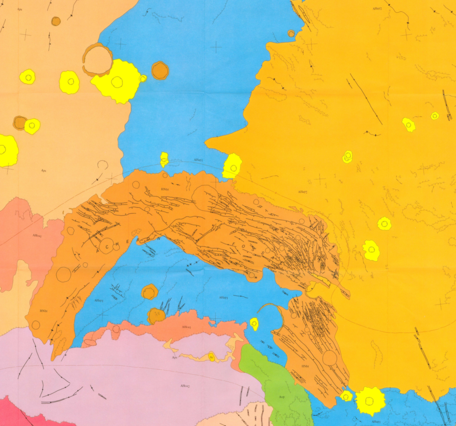 Inset of USGS IMAP 1276: Map showing lava flows in the southeast part of the Diacria Quadrangle of Mars
