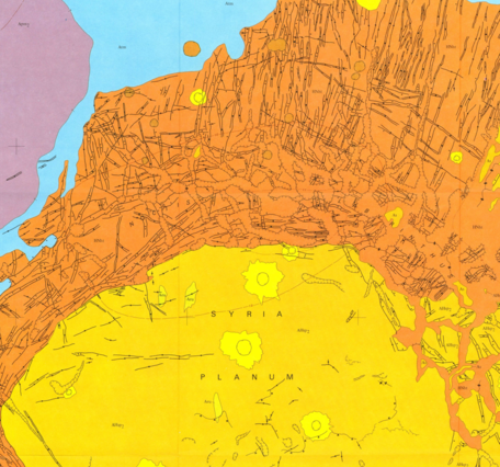 Inset of USGS IMAP 1277: Map showing lava flows in the northeast part of the Phoenicis Lacus Quadrangle of Mars