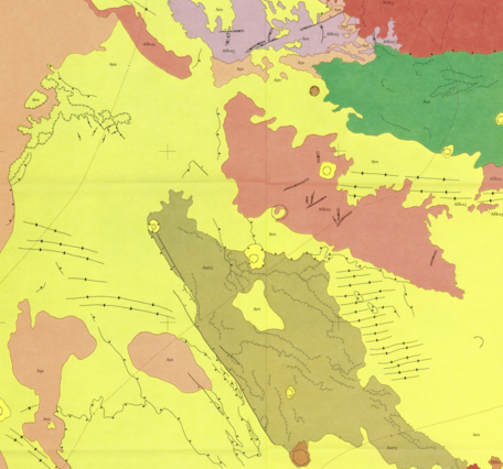 Inset of USGS IMAP 1280: Map showing lava flows in the southeast part of the Amazonis Quadrangle of Mars