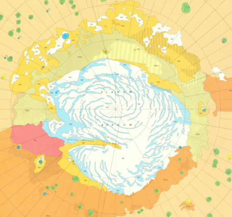 Inset of USGS IMAP 1640: Geologic map of the Mare Boreum area of Mars
