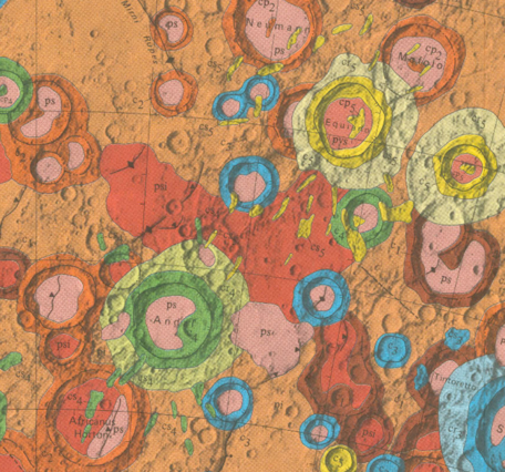 Inset of USGS IMAP 1658: Geologic map of the Discovery Quadrangle of Mercury