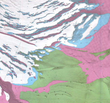 Inset of USGS IMAP 2304: Geologic map of the MTM 90000 area, Planum Australe region of Mars