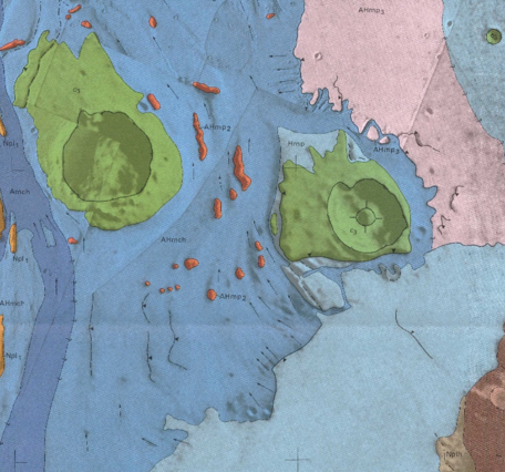Inset of USGS IMAP 2402: Geologic map of the MTM-15147 quadrangle, Mangala Valles region of Mars