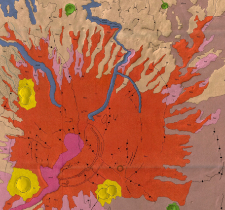 Inset of USGS IMAP 2556: Geologic map of part of the Tyrrhena Patera region of Mars (MTM Quadrangle-20252)