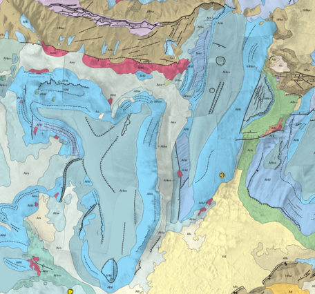 Inset of USGS IMAP 2568: Geologic map of Ophir and central Candor Chasmata (MTM -05072) of Mars