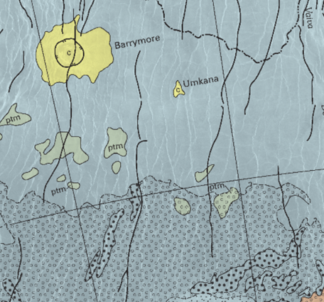 Inset of USGS IMAP 2610: Geologic map of the Barrymore Quadrangle (V-59), Venus