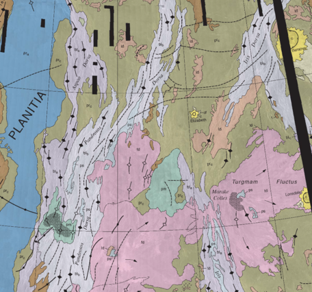 Inset of USGS IMAP 2721: Geologic map of the Pandrosos Dorsa Quadrangle (V-5), Venus