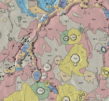 Inset ofUSGS IMAP 2746: Geologic map transecting the highland/lowland boundary zone, Arabia Terra, Mars