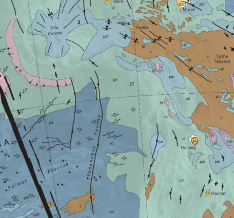 Inset of USGS IMAP 2747: Geological map of the Kaiwan Fluctus Quadrangle (V-44), Venus