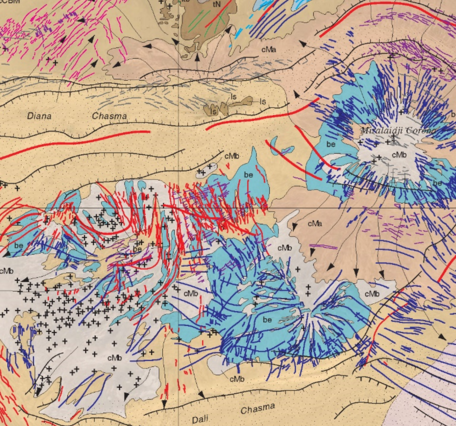 Inset of USGS IMAP 2752: Geologic Map of the Diana Chasma Quadrangle (V-37), Venus