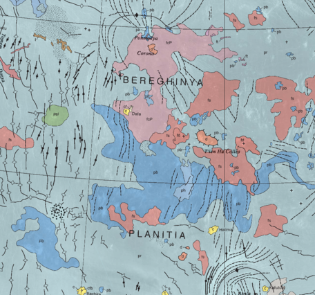 Inset of USGS IMAP 2794: Geologic map of the Bereghinya Planitia quadrangle (V-8), Venus