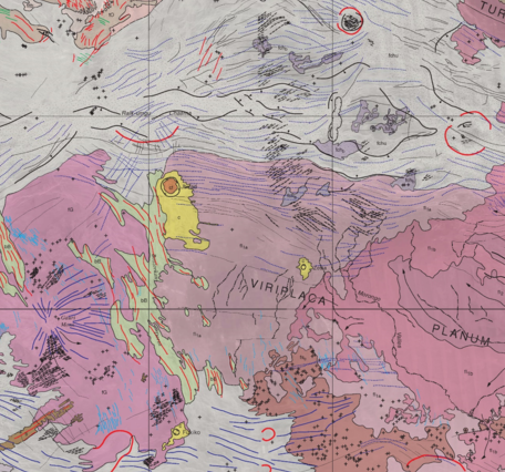 Inset of USGS IMAP 2808: Geologic map of the Ovda Regio quadrangle (V-35), Venus