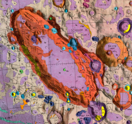 Inset of USGS IMAP 691: Geologic map of the Schiller quadrangle of the Moon