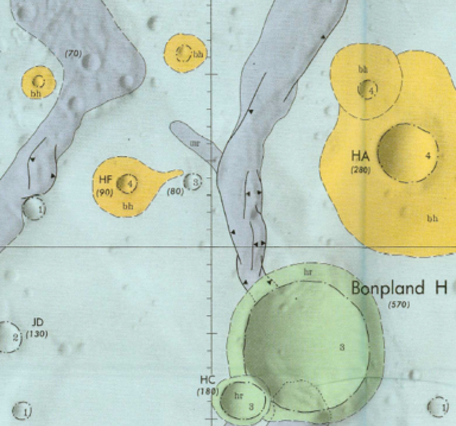Inset of USGS IMAP 693: Geologic map of the Bonpland H region of the Moon