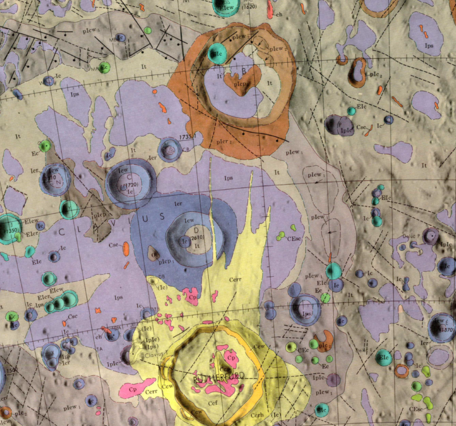 Inset of USGS IMAP 706: Geologic map of the Clavius Quadrangle of the Moon