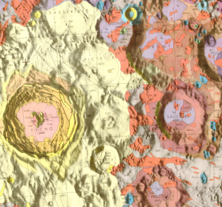 Inset of USGS IMAP 713: Geologic map of the Tycho Quadrangle of the Moon