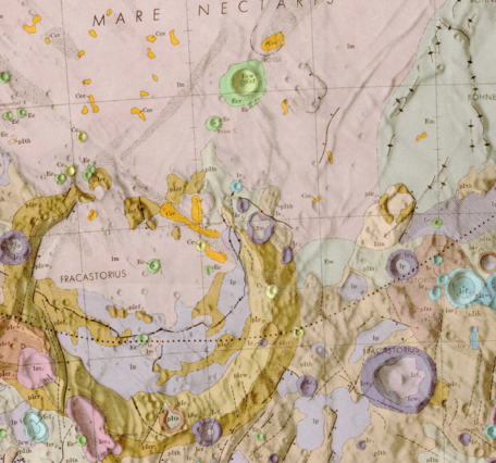 Inset of USGS IMAP 720: Geologic map of the Fracastorius Quadrangle of the Moon