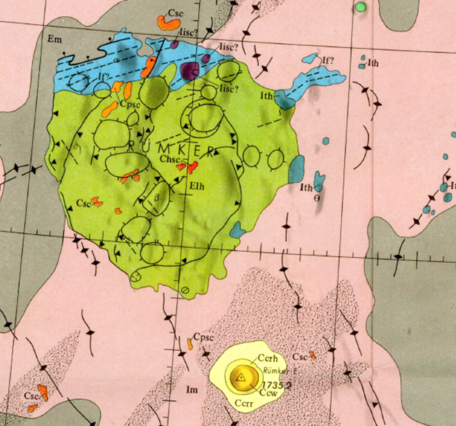 Inset of USGS IMAP 805: Geologic map of the Rumker Quadrangle of the Moon