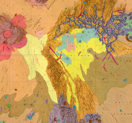 Inset of USGS IMAP 896: Geologic map of the Phoenicis Lacus Quadrangle of Mars