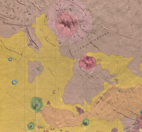 Inset of USGS IMAP 935: Geologic map of the Elysium Quadrangle of Mars