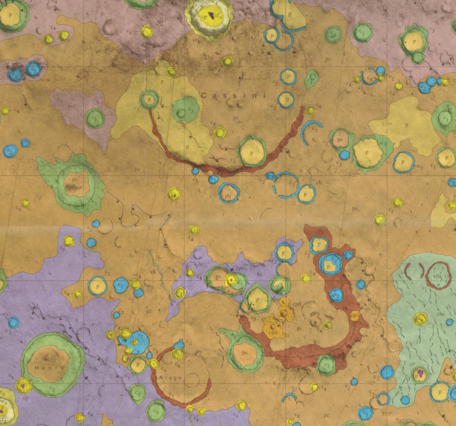 Inset of USGS IMAP 996: Geologic map of the Arabia Quadrangle of Mars