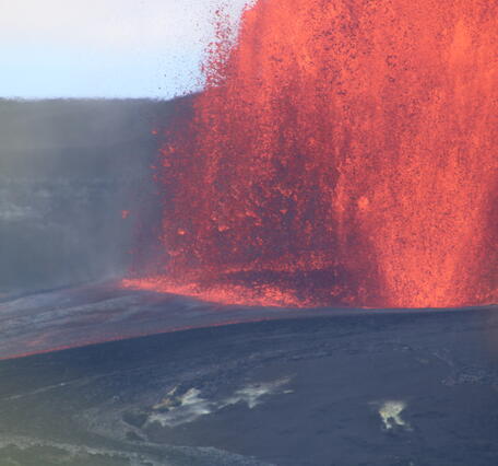 Color photograph of lava fountain base