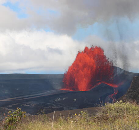 color photograph of lava fountain
