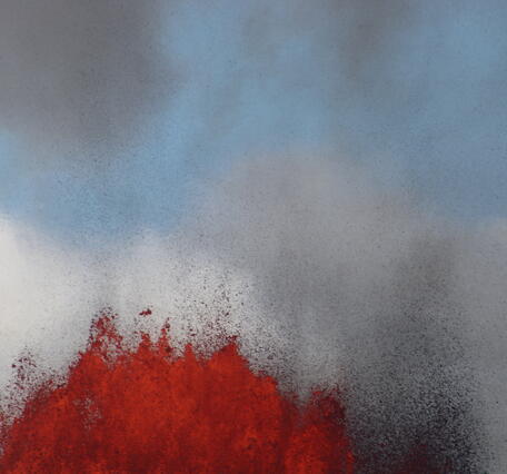 Color photograph of the top of a lava fountain