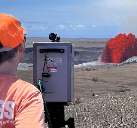 Color photograph of gas measurements during eruption